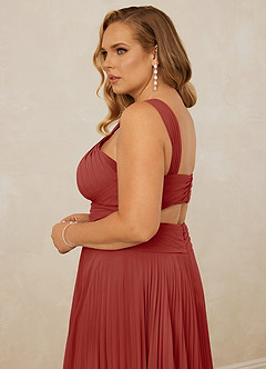 Christian Siriano Bridal for Azazie 1009 Bridesmaid Dresses Terracotta A-Line Pleated Chiffon Dress image10
