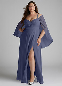 Azazie Cienna Brautjungfernkleider A-Linie Schulterfrei Chiffon Kleid Sturm image7