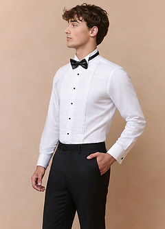 front Sebastian Blanco Camisa de esmoquin Wing Tip 100% algodón