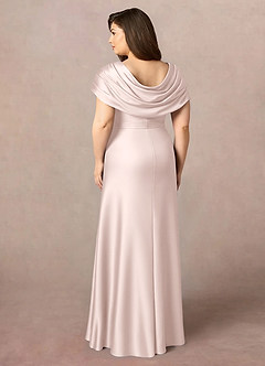 Azazie Branford Mother of the Bride Dresses Blushing Pink A-Line Pleated Stretch Satin Dress image10