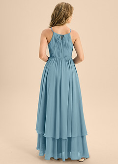 Azazie Elliora Junior A-Linie Plissee Chiffon Kleid Stimmungsvolles Blau image2