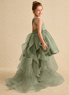 Azazie Julietta Flower Girl Dresses Pistachio Ball-Gown Convertible Tulle Dress image6