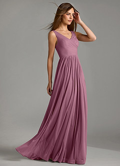 Azazie Keyla Bridesmaid Dresses Vintage Mauve A-Line Pleated Mesh Dress image6