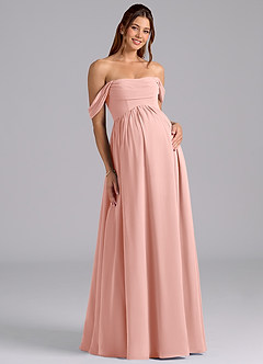 Azazie Saige Maternity Bridesmaid Dresses A-Line Pleated Chiffon Floor-Length Dress image3