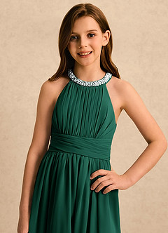 Azazie Aria Girls Formal Flower Girl Klänningar Klänning A-Line i Chiffong Plisserad image4
