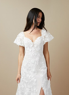 Azazie Vivienne Wedding Dresses Diamond White A-Line Sweetheart Lace Dress image7