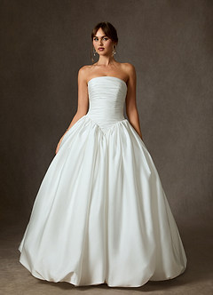 Azazie Shae Wedding Dresses Diamond White Ball-Gown Strapless Stretch Satin Dress image1