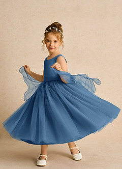 Azazie Pear Flower Girl Dresses Twilight Ball-Gown Bow Tulle Dress image2