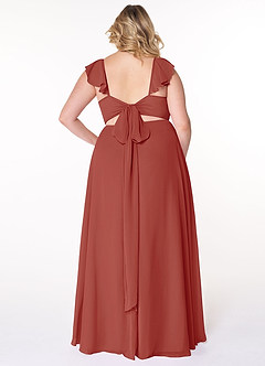 Azazie Everett Bridesmaid Dresses Terracotta A-Line V-neck Ruched Chiffon Dress image7
