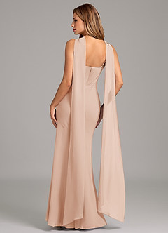 Azazie Kinsley Vestidos de damas de honor Vestido de Rosa Inglesa de Gasa de Corte Sirena con Plisado image2