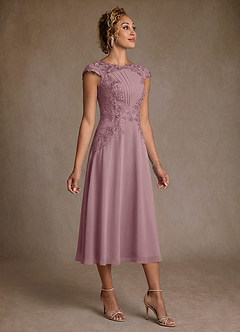 Azazie Crista Klänningar till brudens mor Klä A-Line i Chiffong Spets Dammig Ros image3