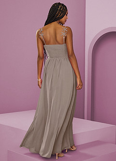 Barbie ♥ Azazie Brautjungfernkleider A-Linie Plissee Chiffon Kleid Taupe image6