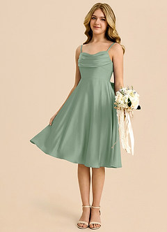 Azazie Bear Junior Matcha A-Line Sweetheart Neckline Stretch Satin Dress image4