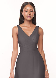 Azazie Nala Bridesmaid Dresses Steel Grey A-Line Pleated Chiffon Dress image4