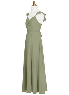 Azazie Emily Junior Pistachio A-Line Ruched Chiffon Dress image7