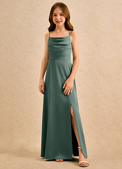 Azazie Chamomile Girls Formal Blumenmädchenkleider A-Linie Plissee Stretch-Satin Kleid Seemoos image4