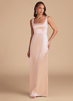 Azazie Flori Brautjungfernkleider Etui Seitliche Cut-Outs Metallischer Satin Kleid Roségold image3