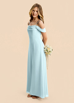 Azazie Lilly Junior Cloud Blue A-Line Pleated Chiffon Dress image3