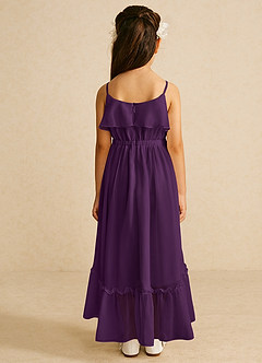 Azazie Karmen Flower Girl Dresses Grape A-Line Ruched Chiffon Dress image3
