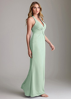 Azazie Valerie Bridesmaid Dresses Agave Mermaid Pleated Chiffon Dress image4