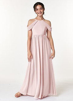 Azazie Seneca Junior Vestido de Rosa Rubor de Gasa de Corte en A con Vestidos sin tirantes image1