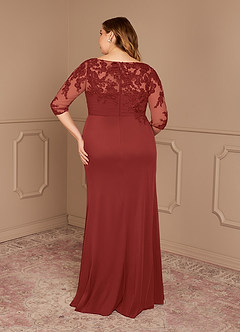 Azazie Alisondra Mother of the Bride Dresses Rust Sheath Scoop Lace Lace Dress image11