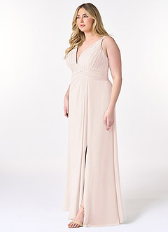 Azazie Maren Allure Bridesmaid Dresses Rose Petal A-Line V-Neck Lace Chiffon Dress image8