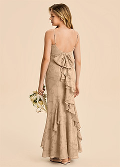 Azazie Lioren Junior Meerjungfrau-Linie Gestreift Blumen-Burnout Kleid Champagner image1
