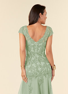 Azazie Romy Mother of the Bride Dresses Dusty Sage Mermaid V-Neck Sequins Tulle Dress image6