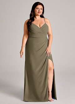 Azazie Maci Brudtärnklänningar Klä av Tubklänning i Chiffong Plisserad Pilgrön image11