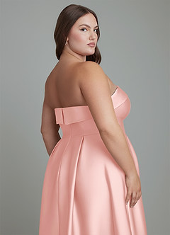 Azazie Lucienne Vestidos de damas de honor Vestido Rosa Empolvado de Satén Elástico de Línea A Convertible con Palabra de honor image10