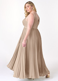 Azazie Raychelle Bridesmaid Dresses Taupe A-Line V-Neck Chiffon Dress image11