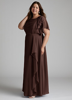 Azazie Aaliyah Modest Bridesmaid Dresses A-Line Scoop Pleated Chiffon Floor-Length Dress image7