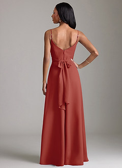 Azazie Kali Bridesmaid Dresses Terracotta A-Line Pleated Chiffon Dress image4