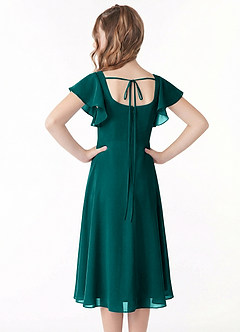 Azazie Bondi Junior A-Line Ruchede Chiffon Te-længde Junior brudepige Kjole image3