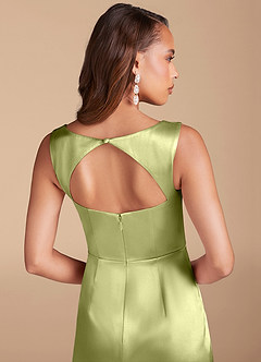 Azazie Flori Brautjungfernkleider Etui Seitliche Cut-Outs Metallischer Satin Kleid Pistazie image6