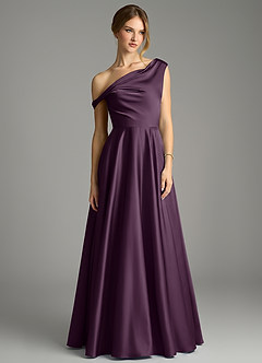 Azazie Xanthe Brautjungfernkleider A-Linie Schulterfrei Stretch-Satin Kleid Pflaume image3