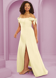 Barbie ♥ Azazie Bridesmaid Dresses Lemon Sorbet A-Line Off the Shoulder Chiffon Convertible Dress image13