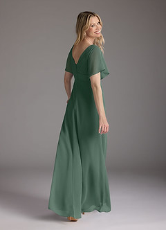 Azazie Alessa Mother of the Bride Dresses Sea Moss A-Line V-Neck Pleated Chiffon Dress image5