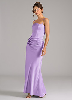 Azazie Debby Bridesmaid Dresses Lilac Mermaid Strapless Stretch Satin Convertible Dress image6