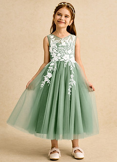Azazie Sundae Flower Girl Dresses Matcha Ball-Gown Lace Dress image6
