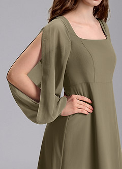 Azazie Bondi Junior Willow Green A-Line Blouson Chiffon Dress image8