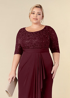 Azazie Macie vestidos de madre de la novia Vestido de Cabernet de Encaje de Recto con Scoop Lentejuelas image11