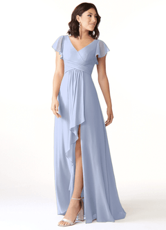 Azazie Omari Bridesmaid Dresses Ice A-Line Chiffon Dress image4