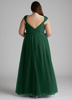 Azazie Luxi Bridesmaid Dresses Dark Green A-Line Pleated Tulle Dress image10