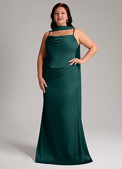 Azazie Sorrel Bridesmaid Dresses Pine Mermaid Strapless Stretch Satin Convertible Dress image10
