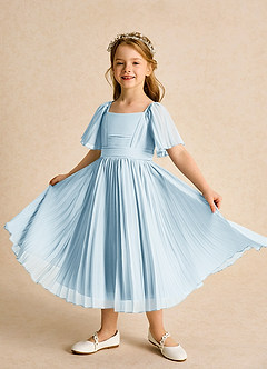 Azazie Gisele Abiti da Ragazza di Fiori Abito A-Line in Chiffon Plissettato Azzurro image4
