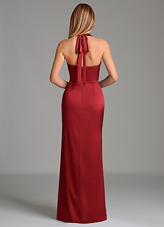 Azazie Serenity Robes de demoiselle d'honneur Robe Sirène en Satin extensible Encolure en Forme de Cœur Écarlate image6