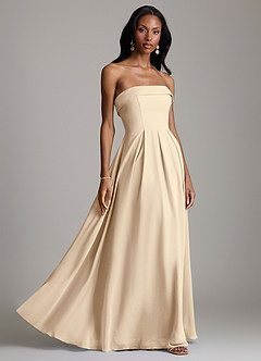 Azazie Lucienne Bridesmaid Dresses Champagne A-Line Strapless Chiffon Convertible Dress image6