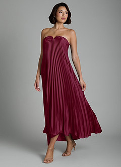 Azazie Rayna Bridesmaid Dresses Mulberry A-Line Strapless Stretch Satin Dress image4